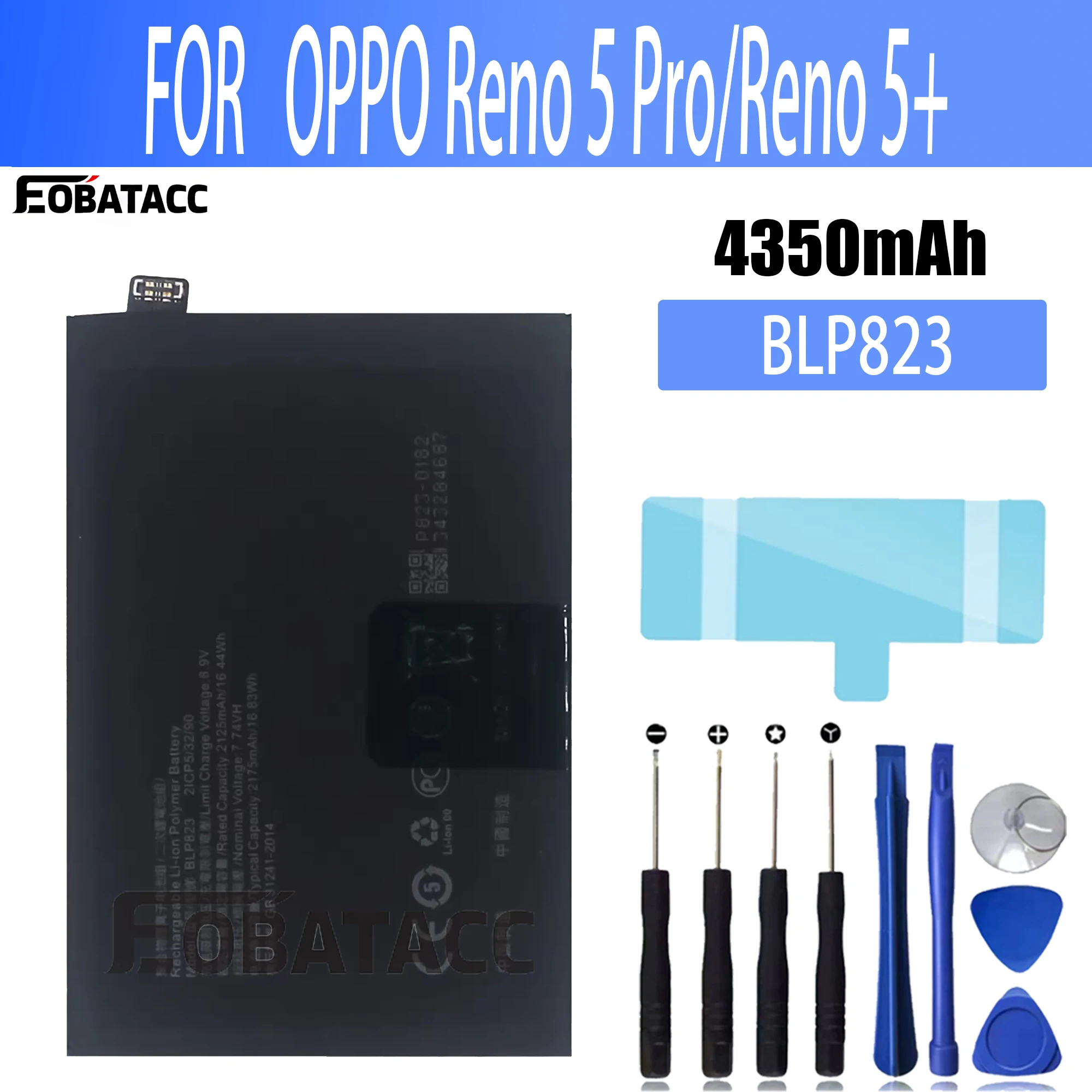 100% New Original Battery BLP823  For  OPPO Reno 5 Pro/Reno 5+ Battery + Free Tools