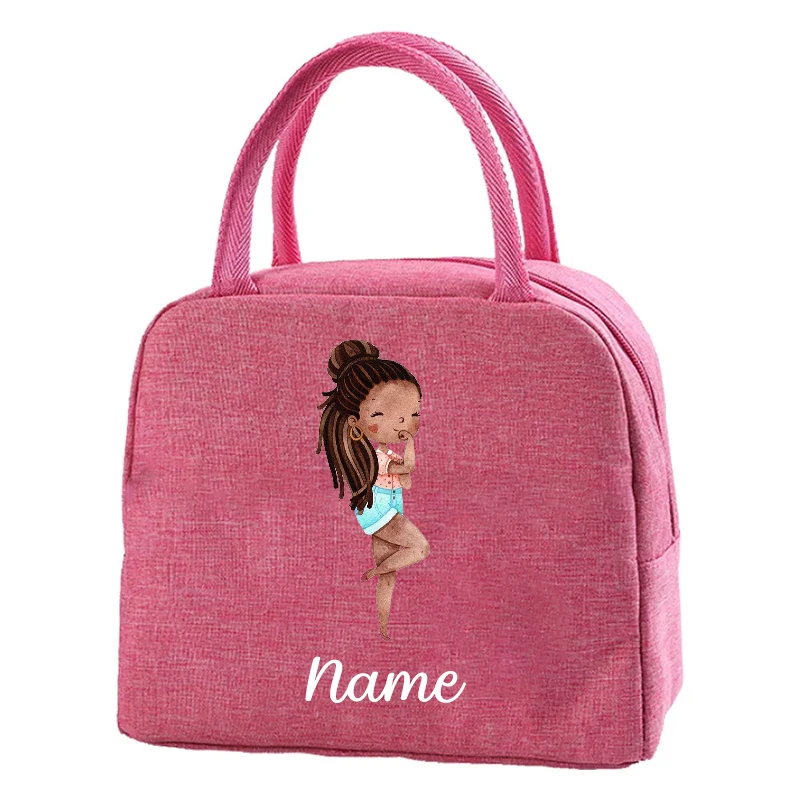 Custom Name Insulated Bag Lunch Box Personalized Lunch Cooler Bag Women Food Work Bags Portable Food Picnic Insulated Lunch Bag