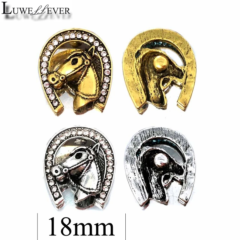 Horse Component w385 Crystal 3D 18mm Metal Snap Button For Bracelet Necklace Interchangeable Jewelry Women Accessorie Findings