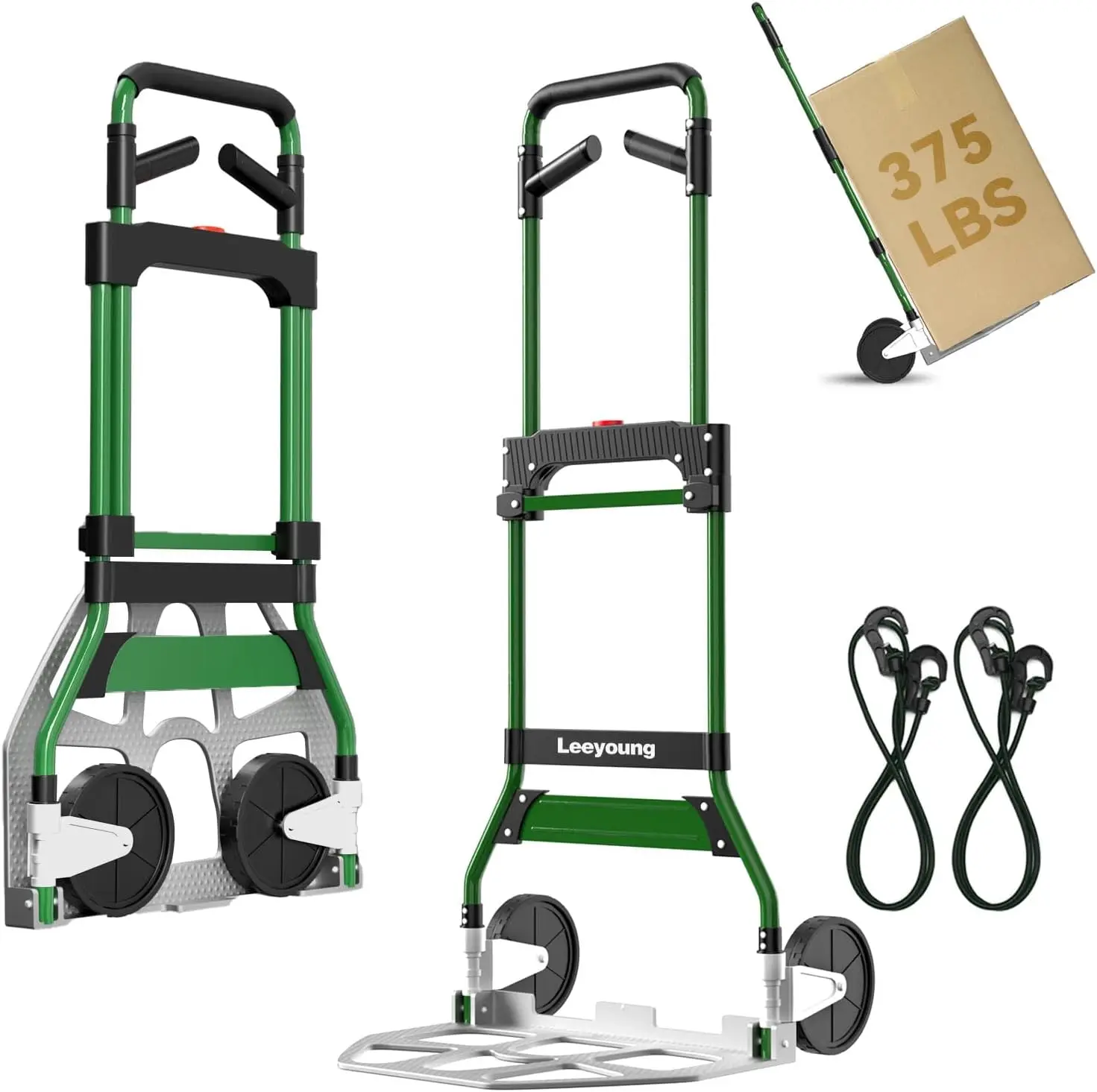 

Upgraded Folding Hand Truck Dolly Cart, Heavy-Duty 375lb Capacity, Aluminum Wheel Bracket for Indoor/Outdoor Use