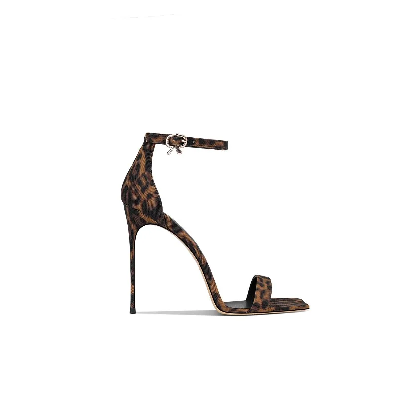 2025 Spring New Leopard Print Square Toe French Style High Heels for Women Comfortable with Dress Shoes