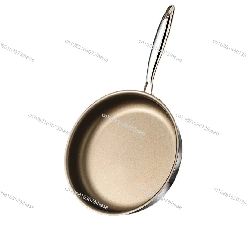 Flat bottomed pan with titanium no coating Non stick household stir fry steak wok kitchen cookware cooking pot