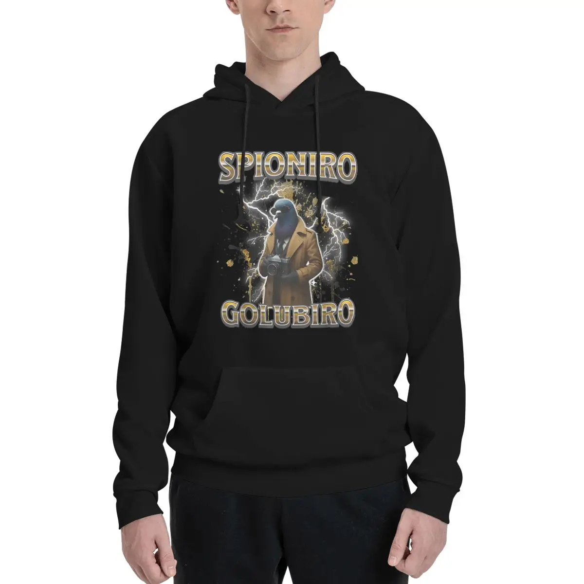 Funny Hoodies Thin Fleece Sweatshirt Men's Spioniro Golubiro Italian Brainrot Meme Hooded Sweatshirt Latest Hoodie Shirt