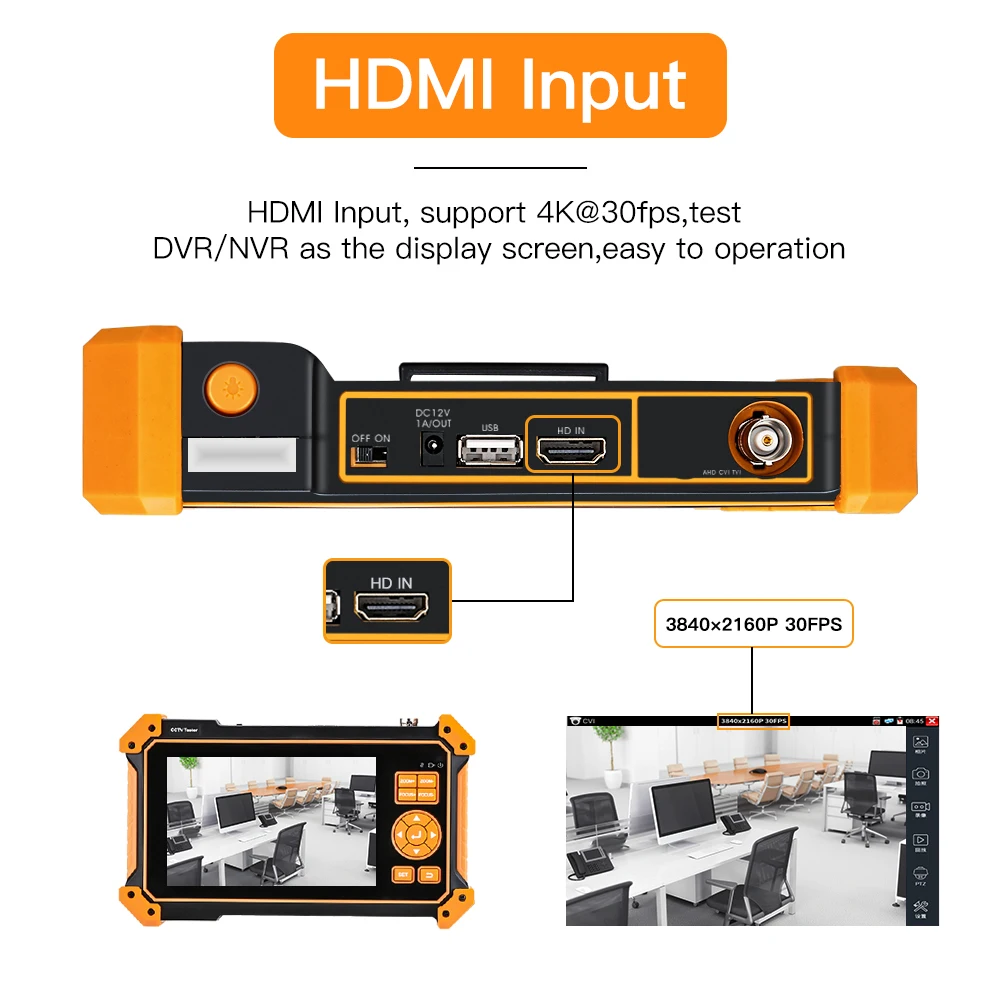 Imagem -06 - Wsdcam Hd3100 8mp Cctv Câmera Tester Ahd Test Monitor Tvi Cvi Cvbs Suporte Portátil Utp Ptz Hdmi Entrada Vga