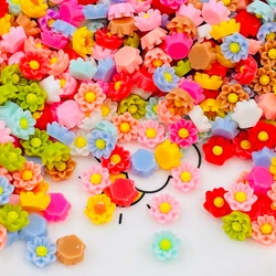 100Pcs New 6mm Kawaii Cute Mixed Flowers Flat Back Resin Cabochons Scrapbooking DIY 3D Charm Tree Nail Art Accessories A41