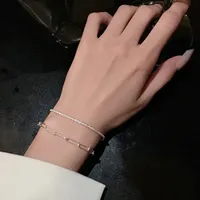 New Fashion Silver Colour Double Layer Bracelet Sparkling Exquisite Simple Women Bracelet Fine Jewelry Accessories