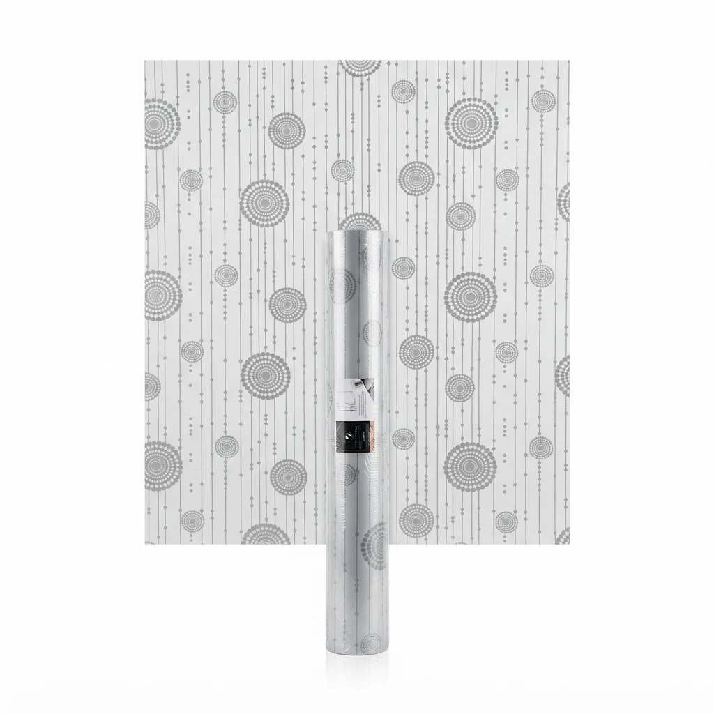 Geometric Circle & Vertical Line Pattern Self-Adhesive Window Film Frosted Privacy Glass Sticker Anti-UV Decorative Home Decor