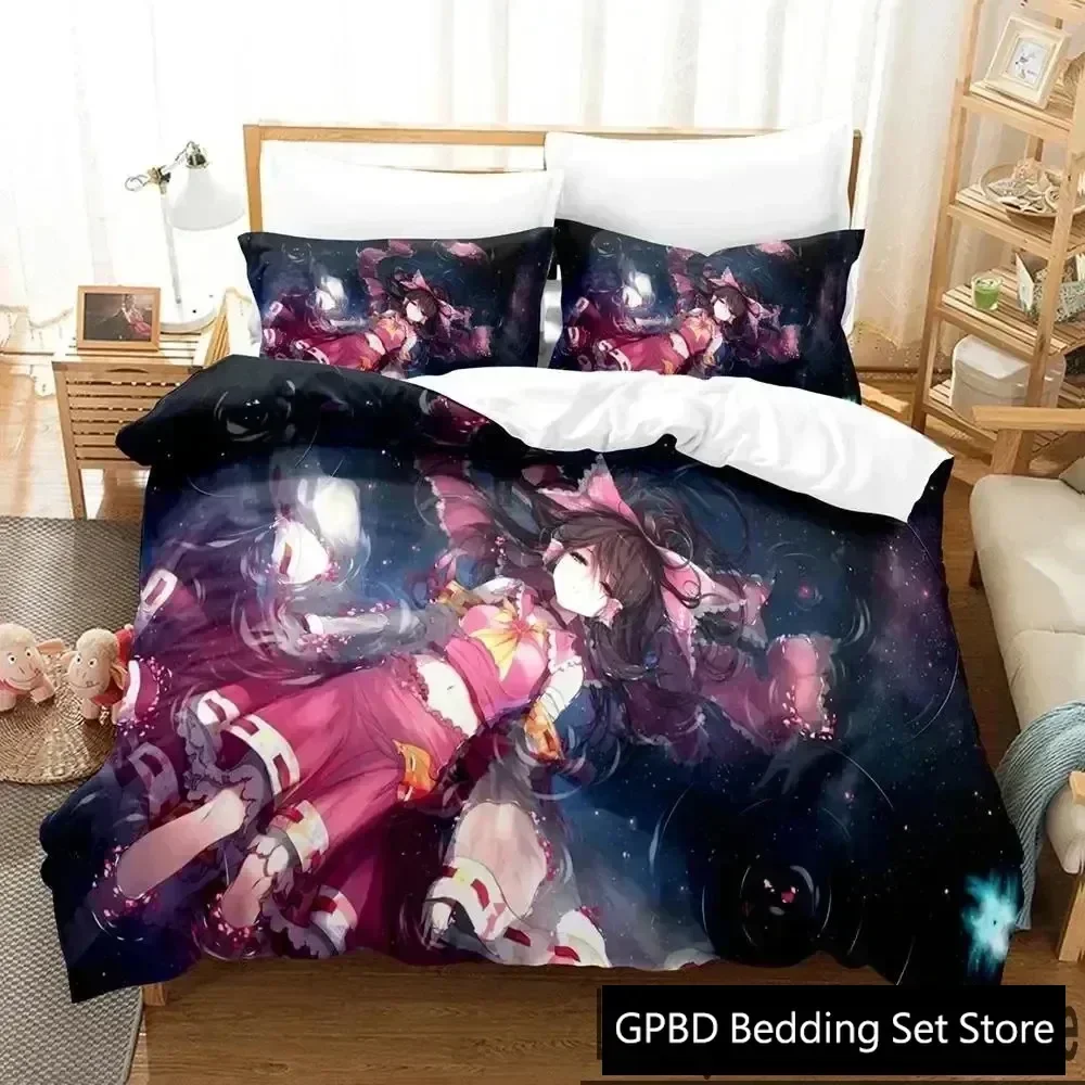 Luxury New 3D Print Anime Touhou Project Bedding Set Duvet Cover Bed Set Quilt Cover Pillowcase king Queen Size Boys Adult