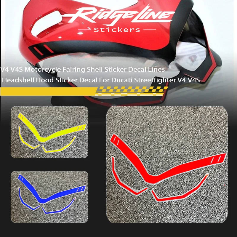 

V4 V4S Motorcycle Fairing Shell Sticker Decal Lines Headshell Hood Sticker Decal For Ducati Streetfighter V4 V4S