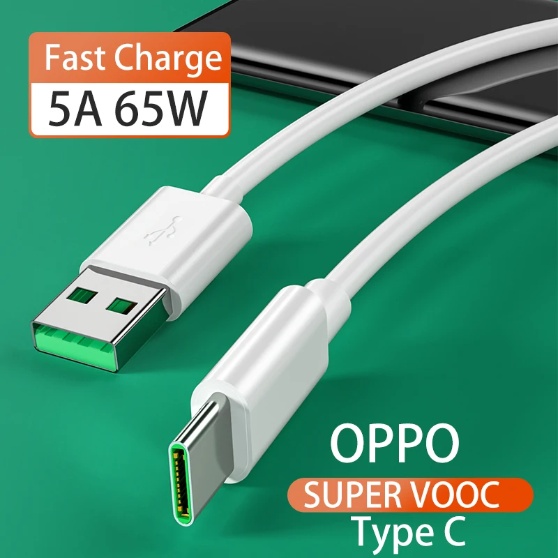 65W 5A USB C VOOC Super Fast Charging Cable For OPPO Find X Reno R17 K7 K5 Mobile Phone Accessories Charge Data Type C Cable