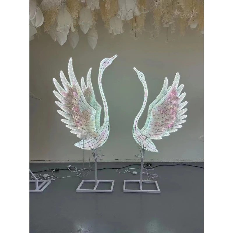 Stage swan background road lead wedding props luminous goose wedding hall display background ornaments indoor scene wedding