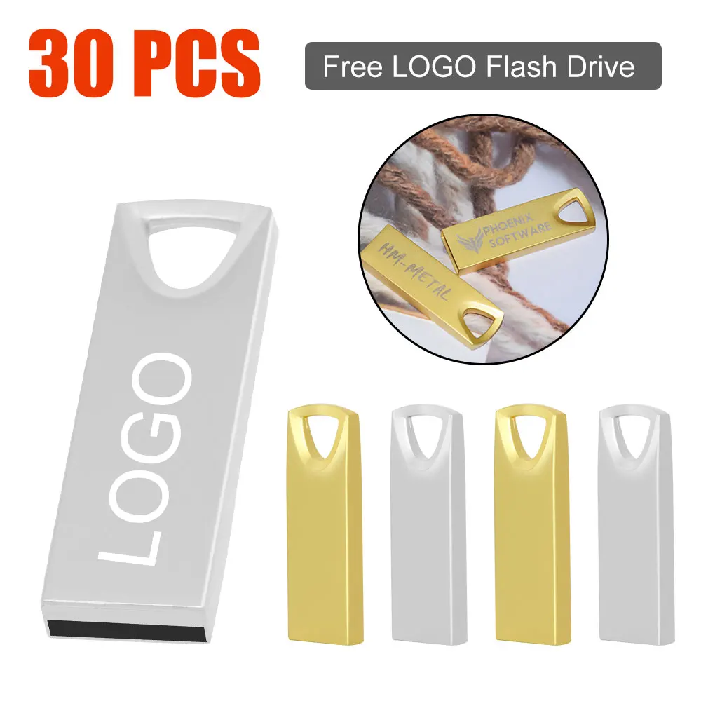 

30PCS/lot Hot Sell sliver metal USB Flash Drive High Speed Pen Drive U Stick Memory Stick 2GB 4GB 8GB 16GB 32GB Tiny Disk