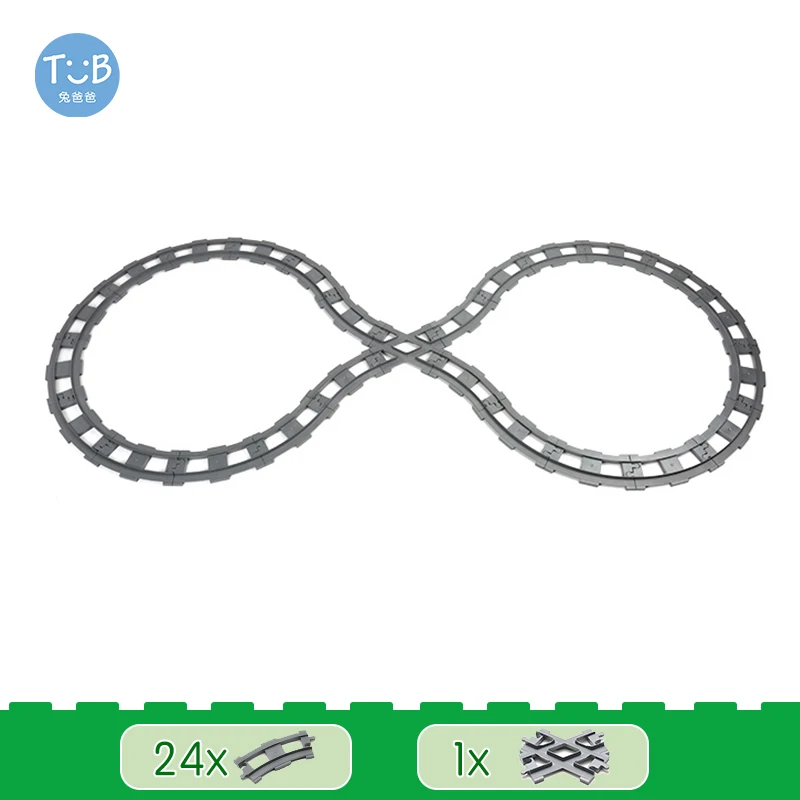 Treinspoorset Grote bouwstenen Stad Verkeerspooraccessoires Compatibel met DuploEGG DIY Bricks Speelgoed voor kinderen Cadeau