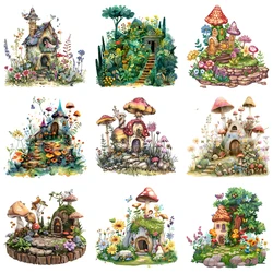 17 styles Cartoon House Heat Transfer Stickers Mushroom House Tree House Cute Heat Transfer Stickers Children's Clothing Patches