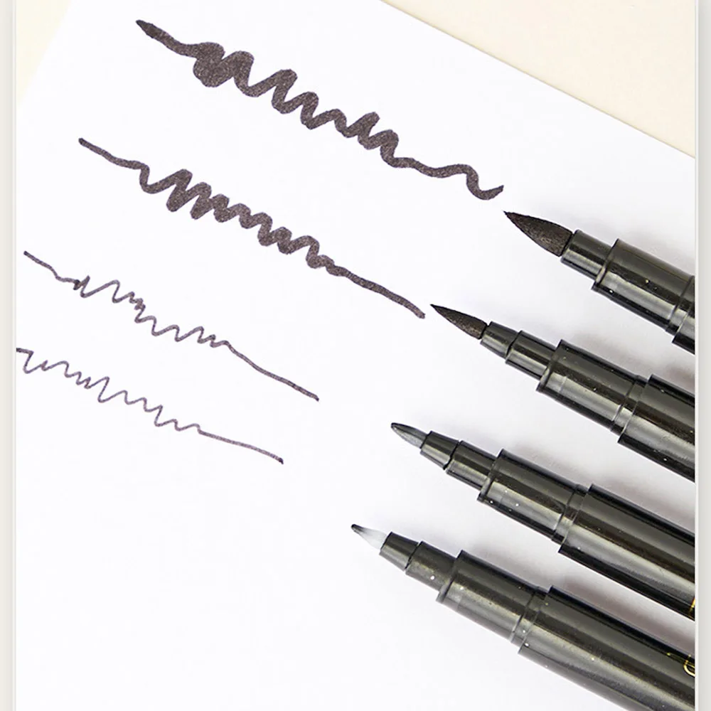 4pc Waterproof Calligraphy Brush Pen Practice Font Set Signature Art Markers pen Stationery Office School Supplies ink pens