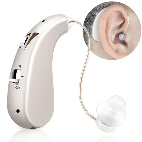 2024 Best Rechargeable Hearing Aid Mini Adjustable Tone Sound Amplifier Portable Deaf Elderly RIC Hearing Aids