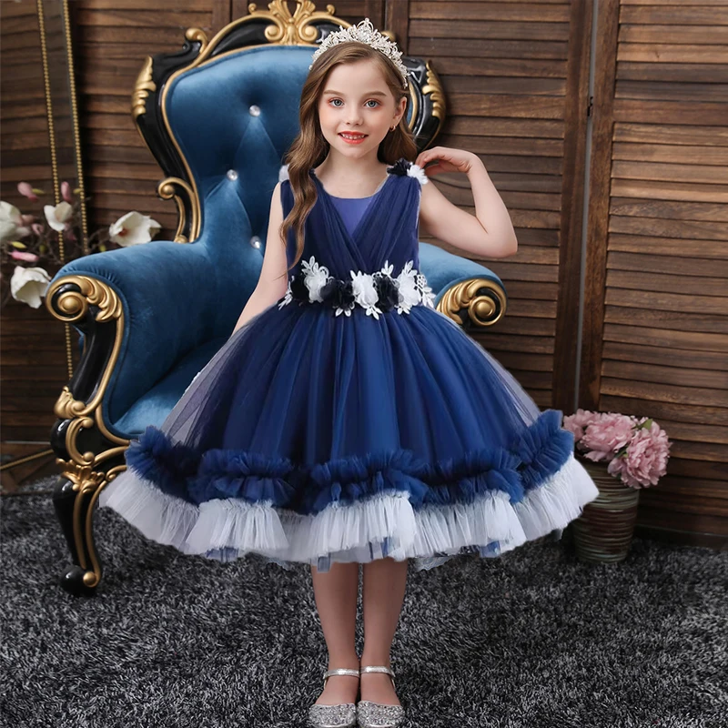 Baby Dress New Girl\'s Birthday Party Elegant Evening Dress Sequin Big Bow Fluffy Ballet Performance Girl Princess Dress