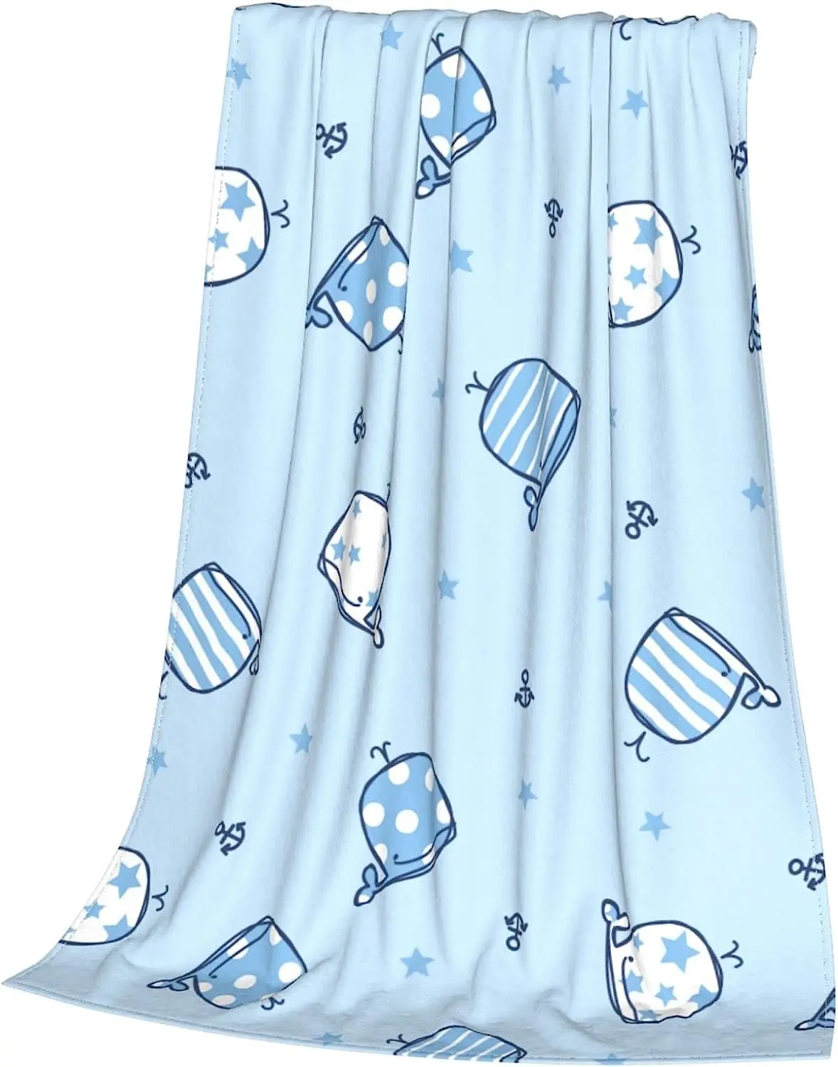 Baby Throw Blanket Cute Whale Flannel Fleece Blanket Plush Blankets for Girls Boys Light Weight Soft Warm Cozy All