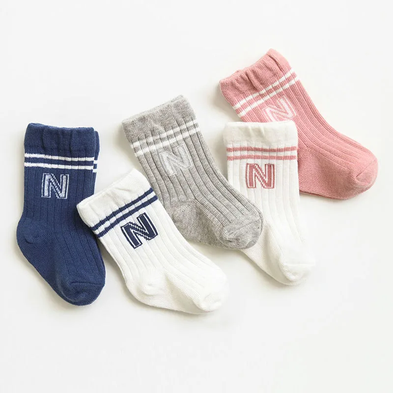 Newborn Baby Girls Socks Children\'s Non Slip Boys Sports Socks Cute Kids Soft Cotton Pure Color Stripe Socks Baby Stuff Clothes