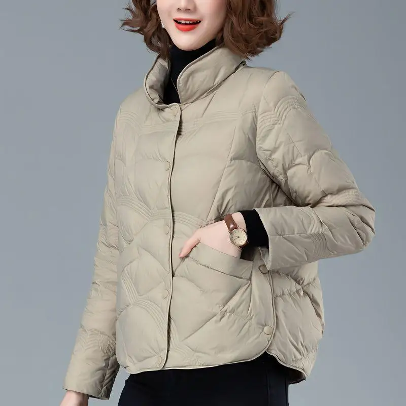 

Легкое белое женское пальто Du down Jaet ort Sle Cloud Pattern Faionable Winter Coat Ele Small Stature