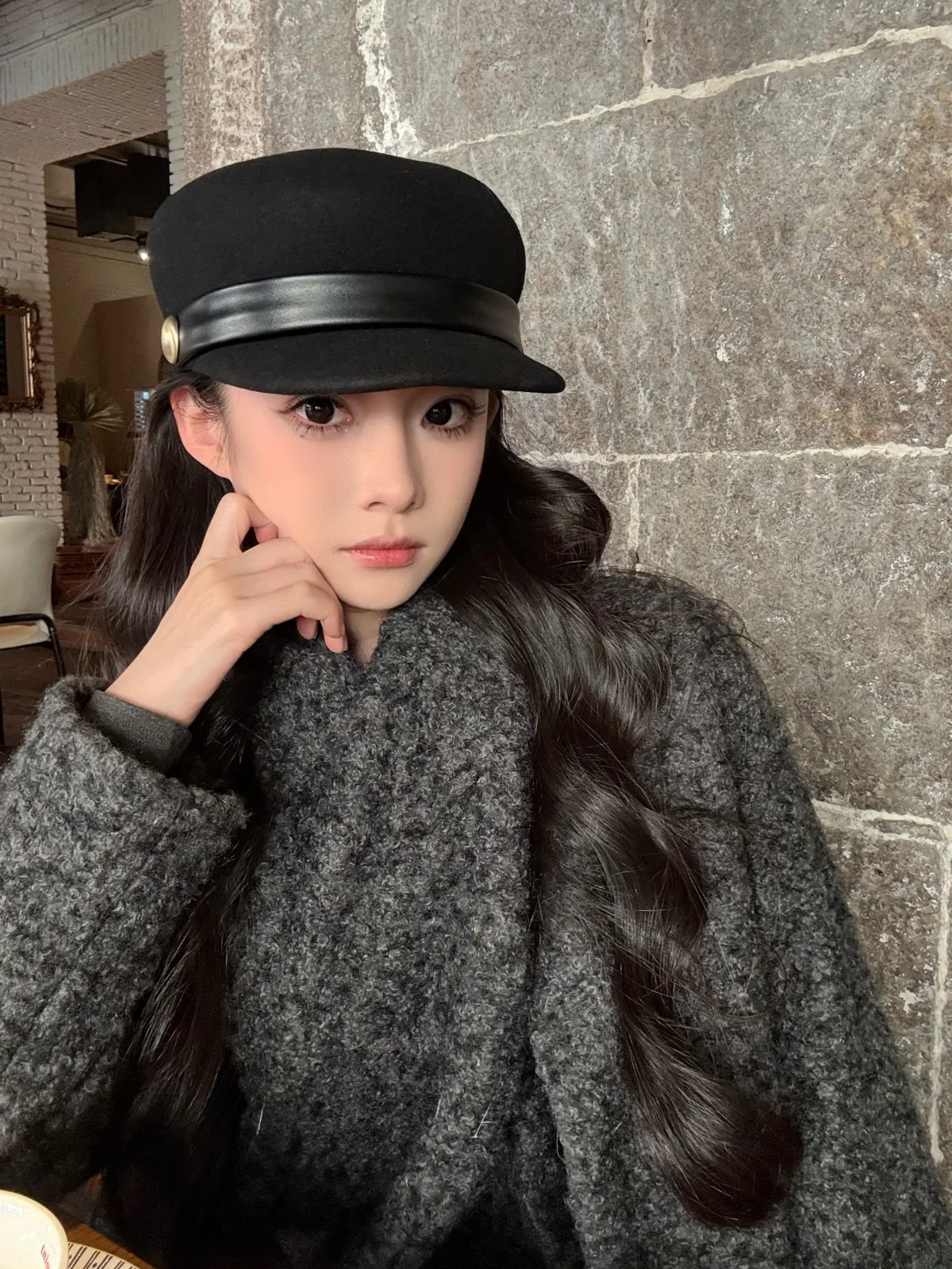 

Теплое шерстяное зимнее пальто для женщин с шарфом, повседневное, с круглым вырезом, длинное, на пуговицах