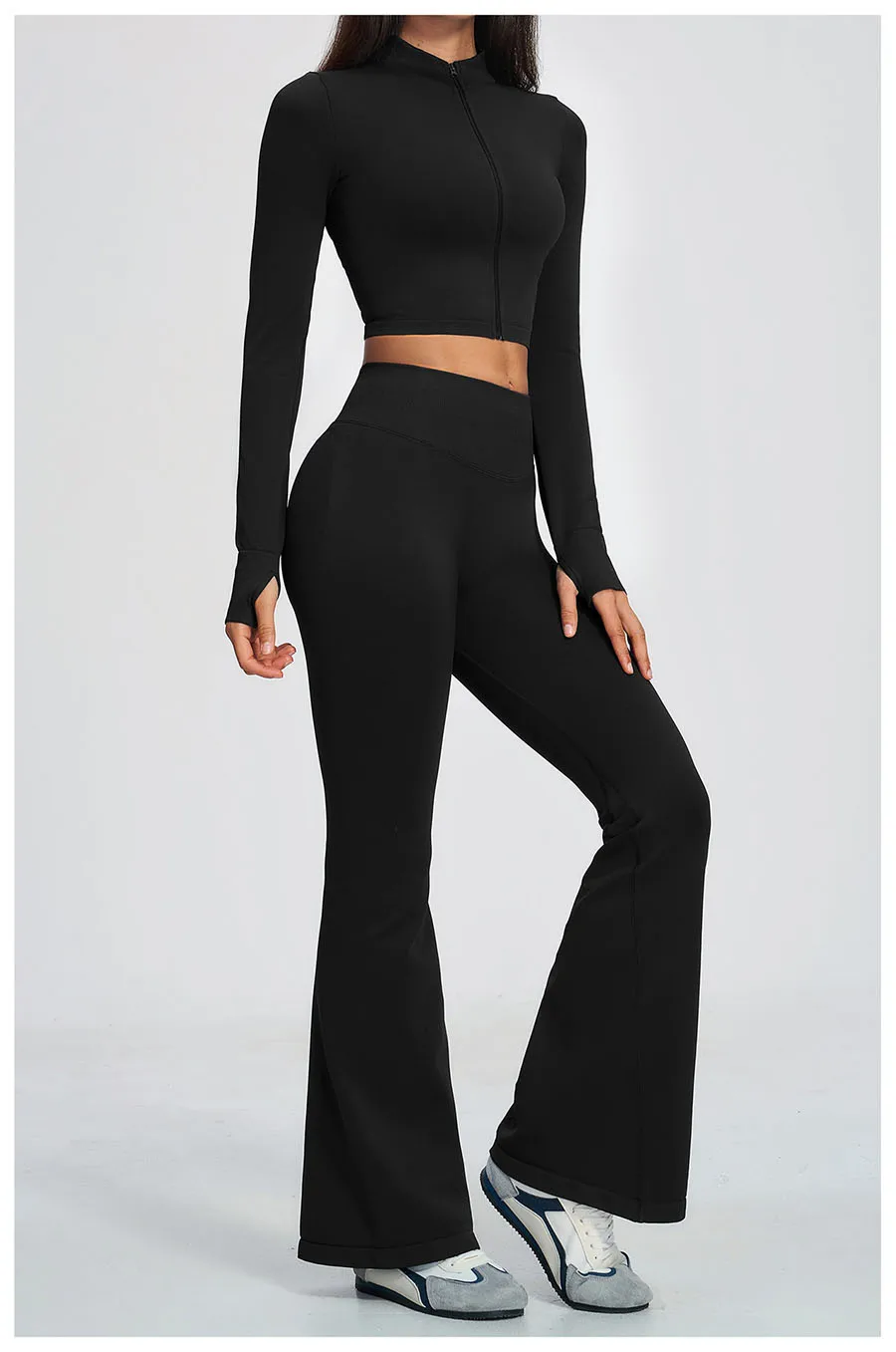 Neues 2-teiliges Yoga-Set, nahtloses Sportoutfit, Damen-Trainingsanzug, Lauf- und Workout-Kleidung, langärmelig, mit Reißverschluss, Sportbekleidung – Detail 29