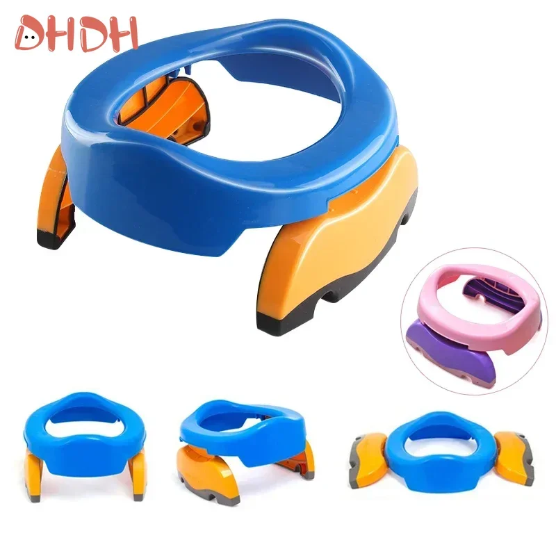 Portable Baby Infant Chamber Pots Foldaway Toilet Training Seat Travel Potty Rings with urine bag For Kids Blue Pink