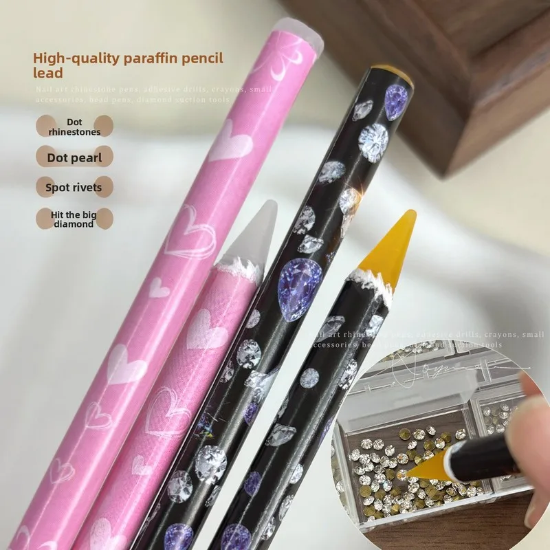 Nail Art Rhinestone Dotting Pen Built-in Sticky Wax Tip Picker Pick Place Crystals for DIY Manicure Nail Salon Tool Accessories