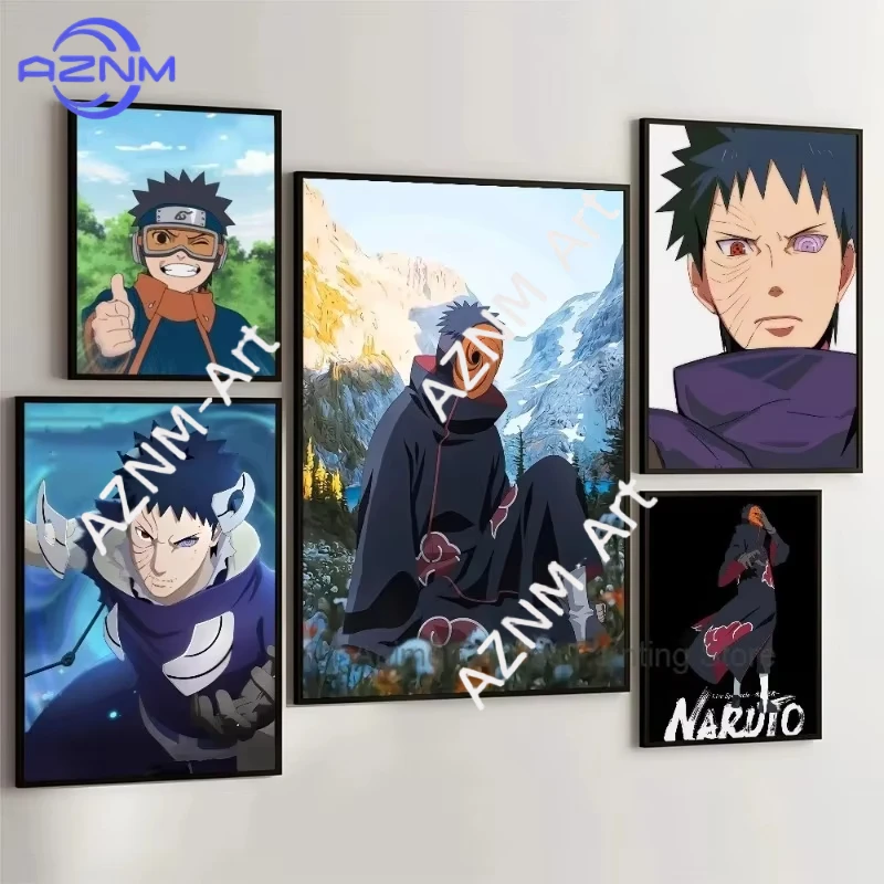 1 Stück NARUTO Uchiha Obito Poster Film-Klebeposter Retro Kraftpapier Aufkleber DIY Zimmer Bar Café Ästhetische Kunst Wandbild