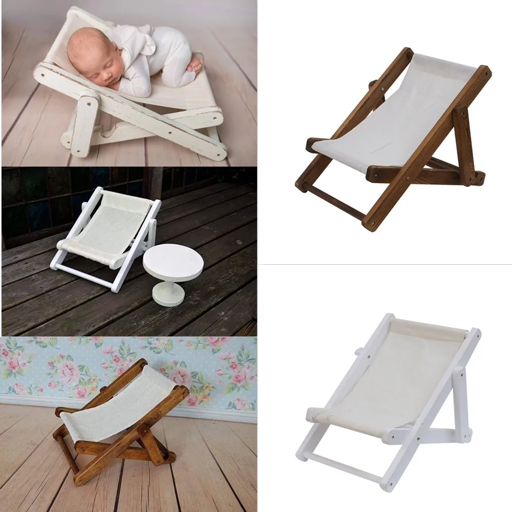 Baby Studio Photo Shooting Furniture Newborn Photography Props Beach Deck Chair Wooden Retro Folding Baby Posing Sofa Chair