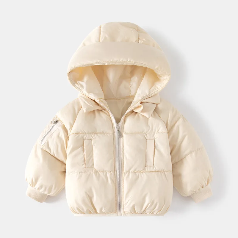 2 3 4 5 6 Years Boys Jacket Autumn Winter Solid Color Thick Warm Hooded Zipper Coat For Girls Cotton Down Leisure Outerwear