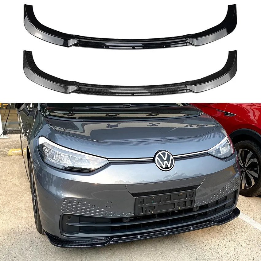 For VW Volkswagen ID 3 front bumper lip spoiler 2019-2023 ID3 glossy black carbon fiber style front shovel diverter body kit