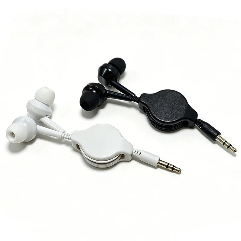 1/5/10PCS 3.5mm In-Ear Earphone 0.8m Cable Portable Retractable Cable Carry Headset Extendable Wire Earphone adapter