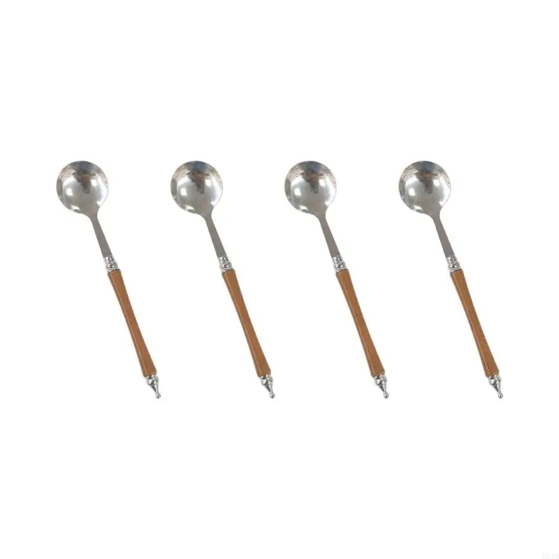 4 Stainless Steels Soup Spoons With Elegant Handle For Dining Table Essential