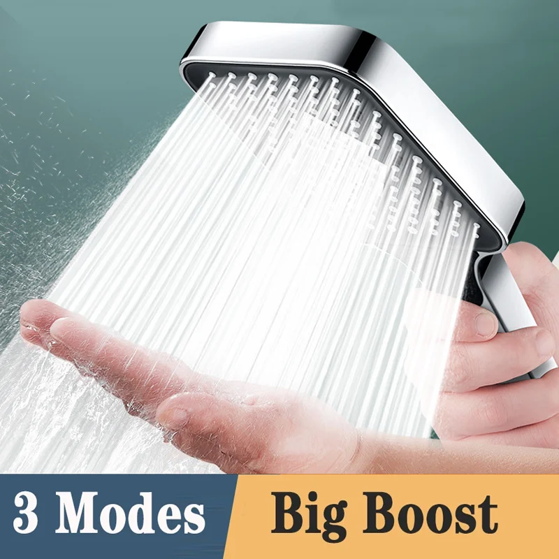 

13CM Big Panel Shower Head 3 Modes High Quality High Pressure Water Saving Large Flow Shower Faucet Nozzle Bathroom Accessories