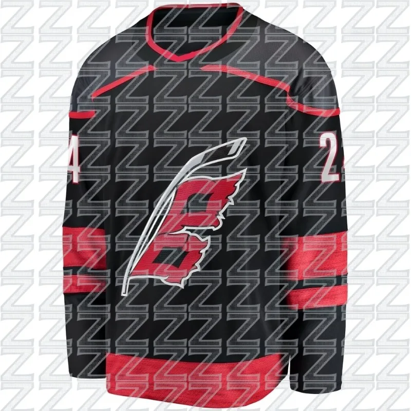 Hurricane Team Home Black Ice Hockey Jersey Seth Jarvis, Back Size # 24, Fitness Sports Ice Hockey Long Sleeved, Trendy Style