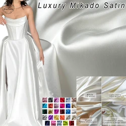 White Ivory Luxury Stiff Mikado Satin Fabric by the Yard, Bridal Wedding Dress Suit Fabric, Twill Satin DIY Sewing Material