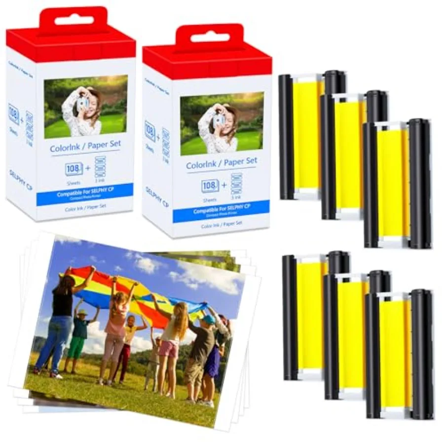 

Совместимо с Canon Selphy CP1500: 6 цветных чернильных картриджей и 16 листов глянцевой фотобумаги формата 4 x 6 дюймов для Canon Selphy.