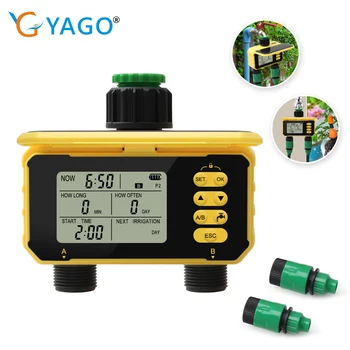 1/2 zone solar irrigation timer digital lcd automatic watering system outdoor smart garden irrigation tool adjustable schedule