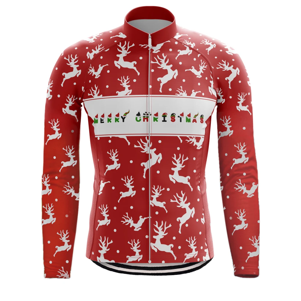 2020 New Christmas Long Sleeve Cycling Jersey Winter Fleece Wool And Spring Autumn Thin Mountain Bicycle Clothes Multi Styles