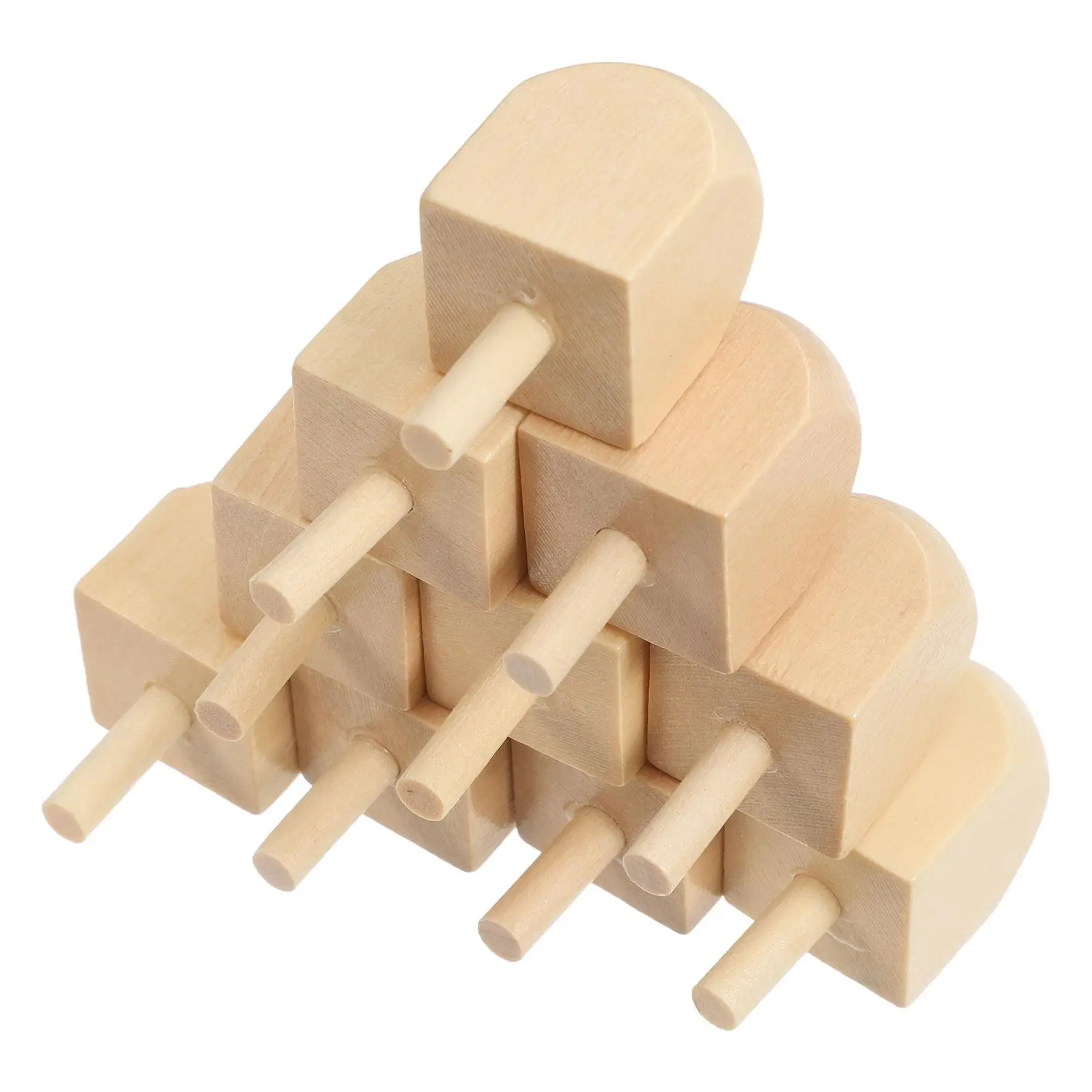 

10 Pcs Decorating Wooden Spinning Top Felt Hanukkah Dreidel Craft Pendant Child Favor