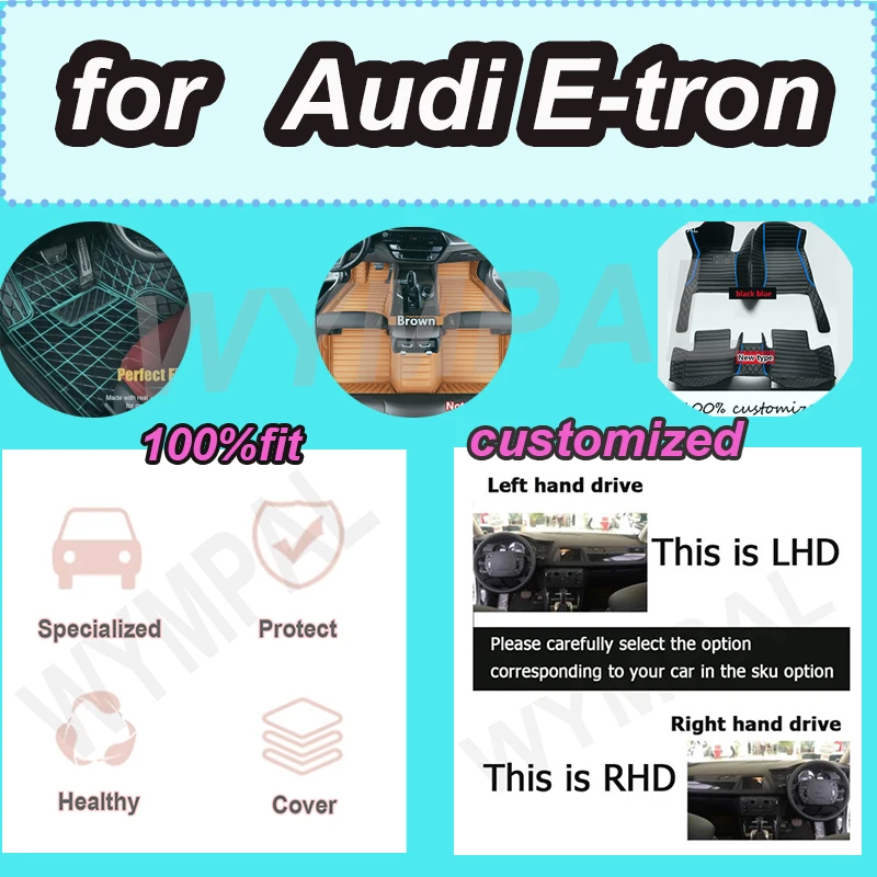 LUXURY Car Floor Mats For Audi E-tron 2018~2022 Luxury Durable Mat Rug Auto Interior Floor Mats