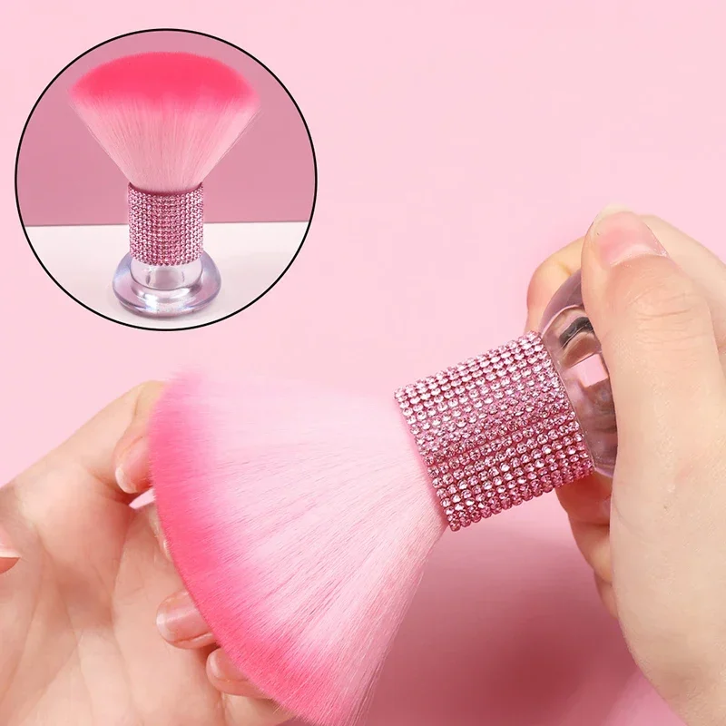 Brosse anti-poussière pour ongles à tête de champignon en diamant, outil multifonctionnel pour Nail Art, fard à joues en poudre, maquillage et nettoyage