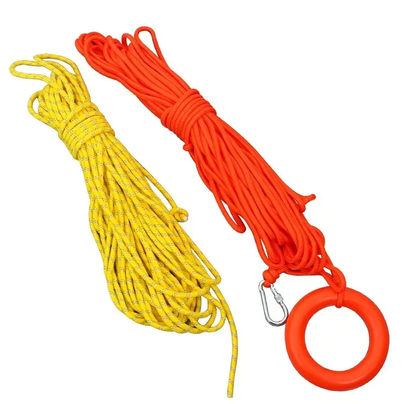 2026 Factory Water Rescue Lifesaving Cheap Orange 12mm Diameter Thickness Reflective Life Rope With Float Hook Ring