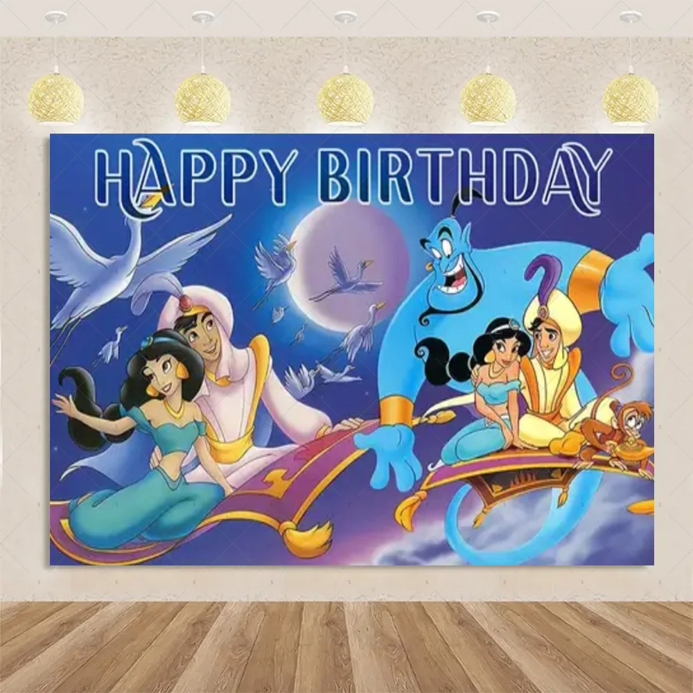 ديزني الياسمين الأميرة التصوير خلفية لوازم الكرتون علاء الدين خلفية راية عيد الفصح حفلة عيد ميلاد الديكور الدعائم