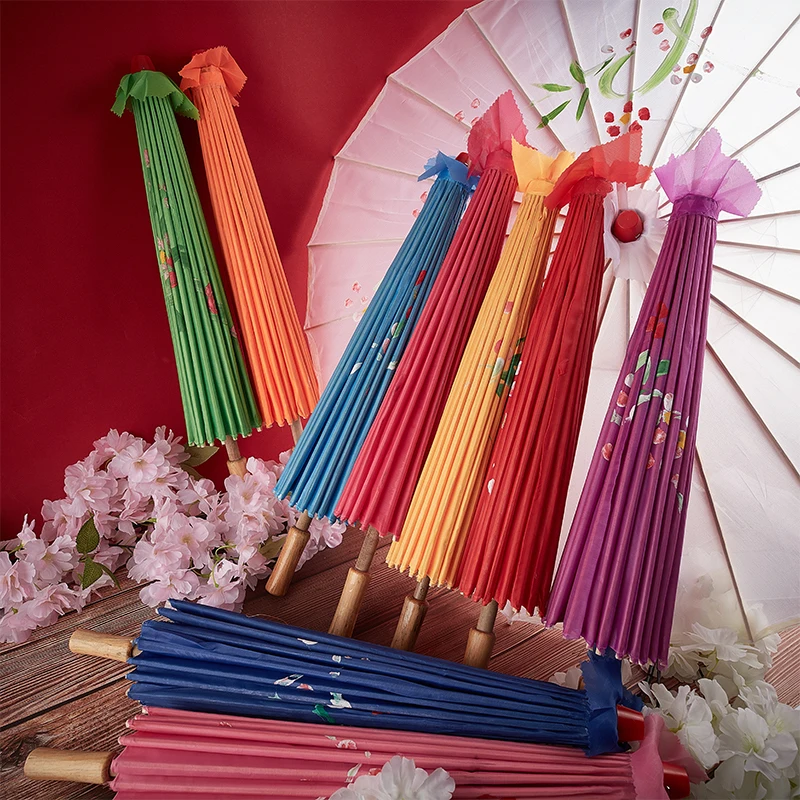 Decorative Chinese Style Oil Paper Umbrella 82/84cm Silk Cloth Women Umbrella Japanese Cherry Blossoms Ancient Dance Umbrella