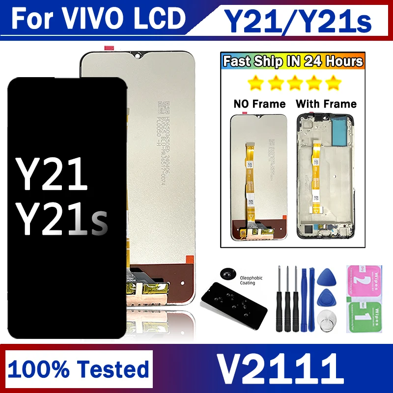 Tela de 6.51 polegadas para vivo y21s lcd v2110 display touch screen digitalizador montagem substituição para vivo y21 lcd v2111 quadro de exibição