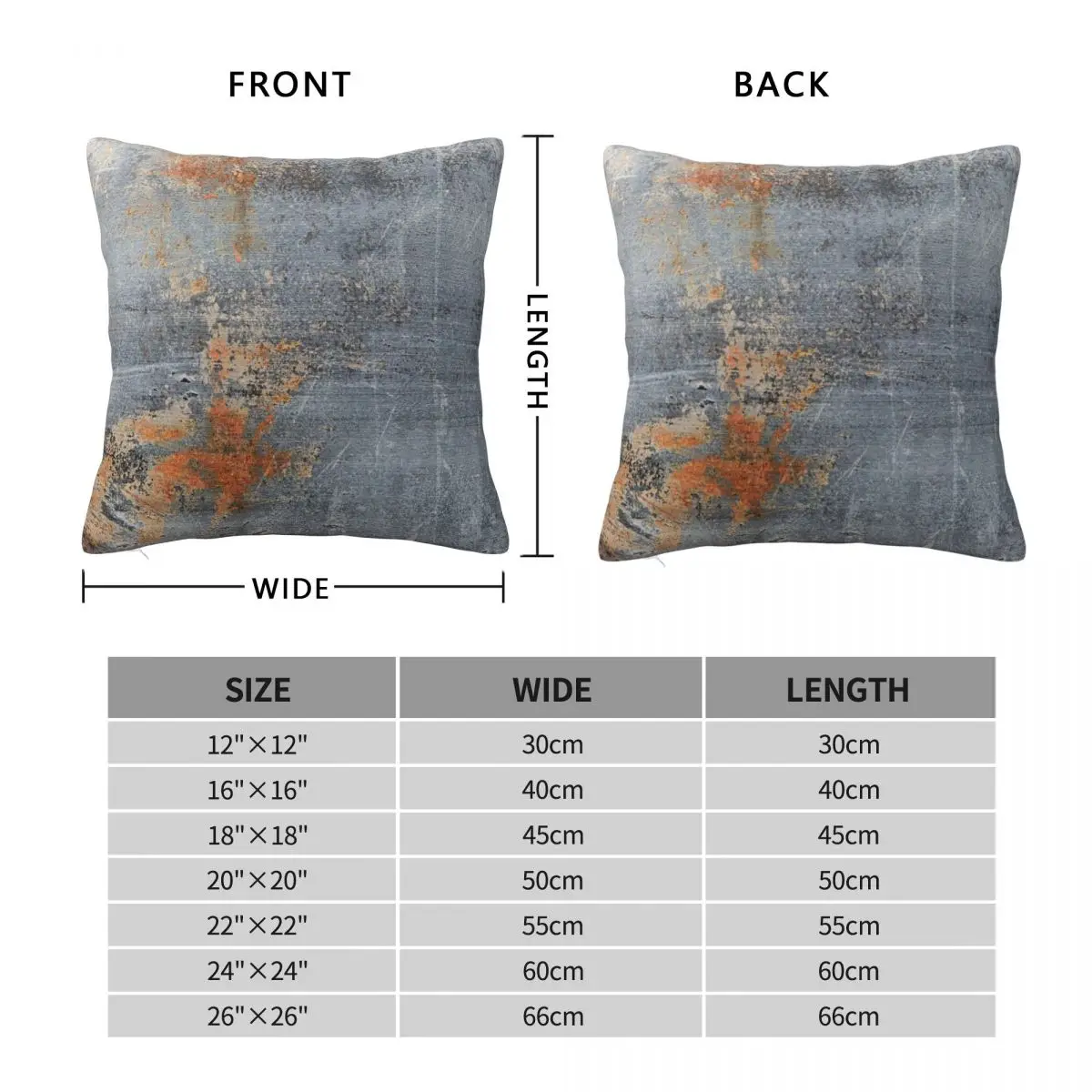 Burn Blue Rust Metal Texture Square Pillowcase Polyester Linen Velvet Creative Zip Decor Car Cushion Cover