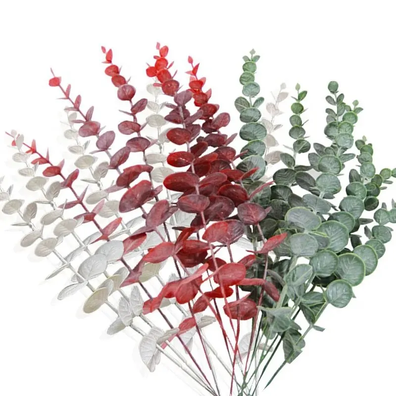 10pcs Artificial Plants Eucalyptus Leaves Green Leaf Branches for Home Garden Wedding Decoration Flowers Bouquet Centerpiece