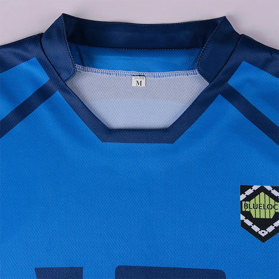 Blue Anime Cosplay Lock Football Jersey Isagi Yoichi Bachira Cosplay Sportswear Chigiri Hyoma Blue Team Uniforms Halloween